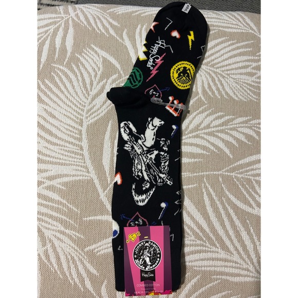 Happy Socks Other - Happy Socks Unisex Johnny Ramone Combed Cotton 8-12 Black Graphic Crew Socks New